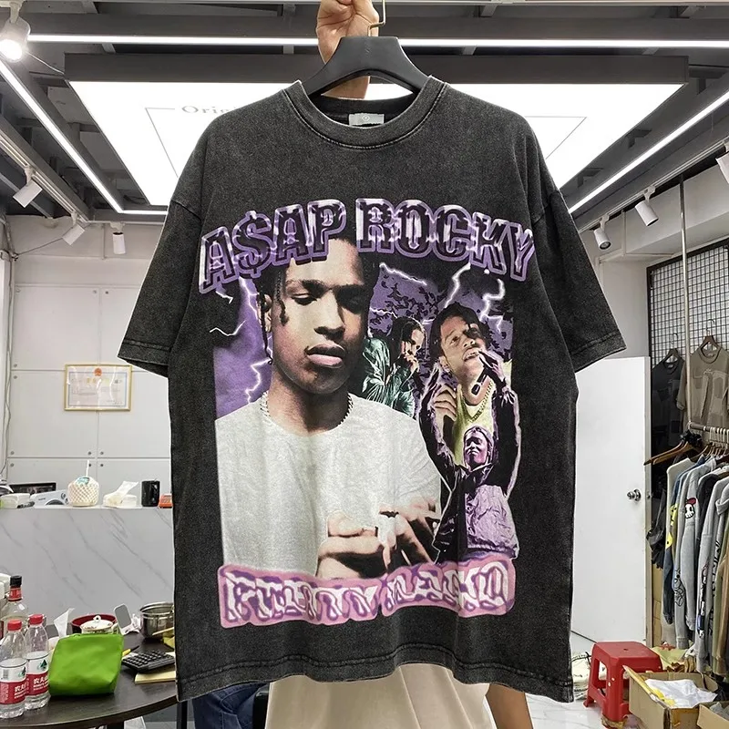 

High Quality Digital Direct Rapper Print Vintage T-Shirt Men Women 2023ss T Shirt Tops Tee Jaqueta