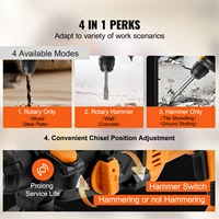 VEVOR 800W Rotary Hammer Max Drilling 26mm 4Modes SDS-Plus Corded Chipping Concrete Breaker Electric Demolition Impact Drill 2