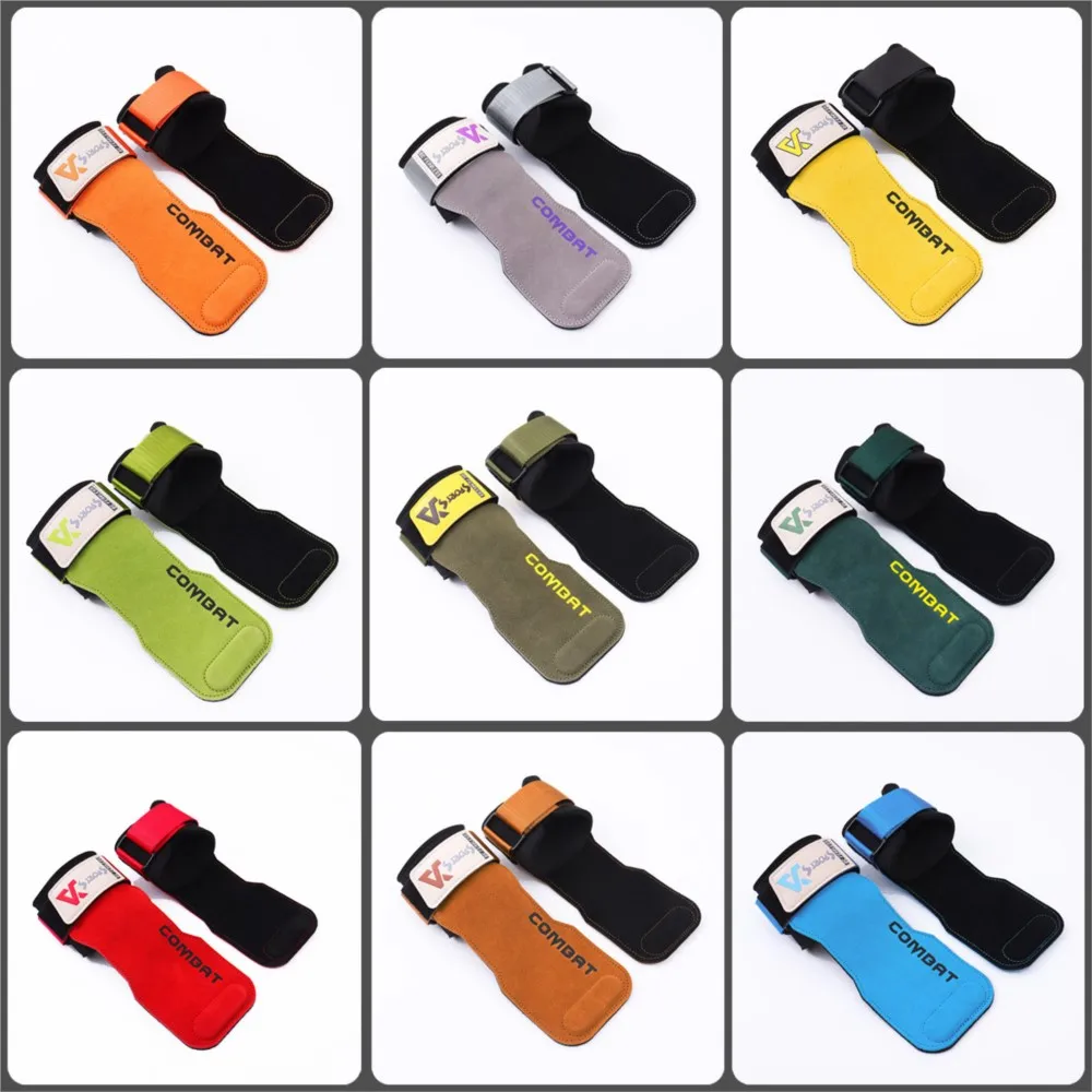 Professional Cowhide Leather Gym Grips For Weight Lifting Pads_voghion.com