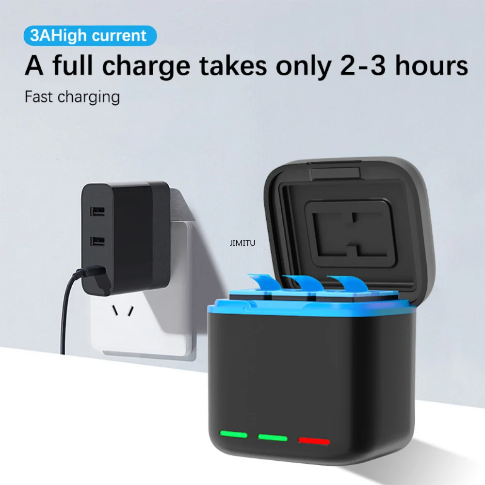 Universale Per Gopro Hero 8/7/6/5 Caricabatteria Box Batteria 3 Vie Fast Charger Box Tf Card Storage Action Camera Accessory