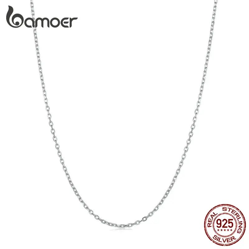 

Bamoer 925 Sterling Silver Lobster Clasp Adjustable Necklace Basic Chain Link Simple Fine Jewelry for Women Birthday Gift SCA018