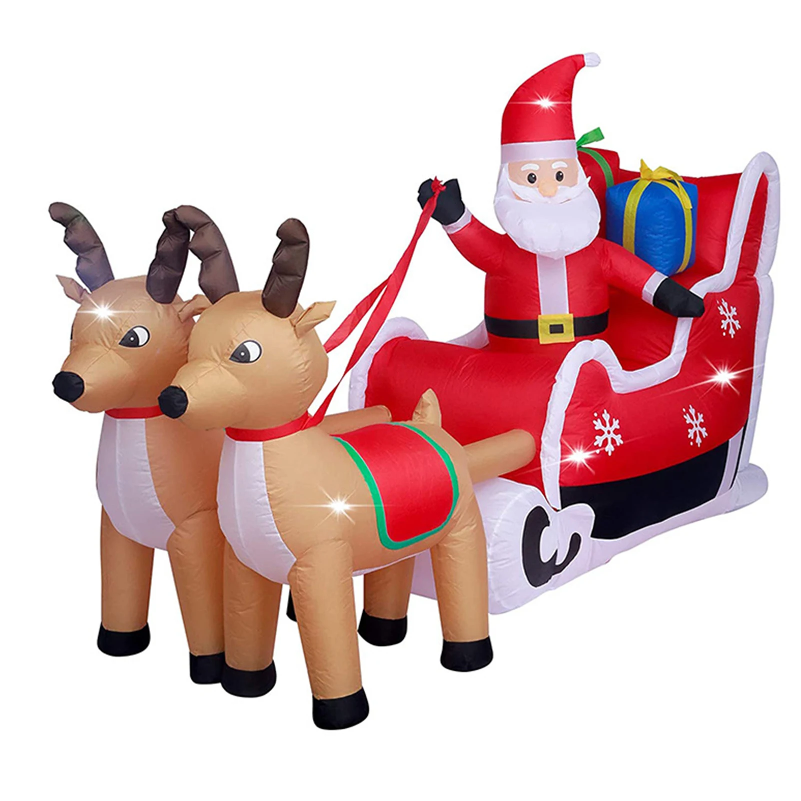 1.7m Giant Inflatable Toy Santa Claus Sleigh Reindeer Riding Polar Bear