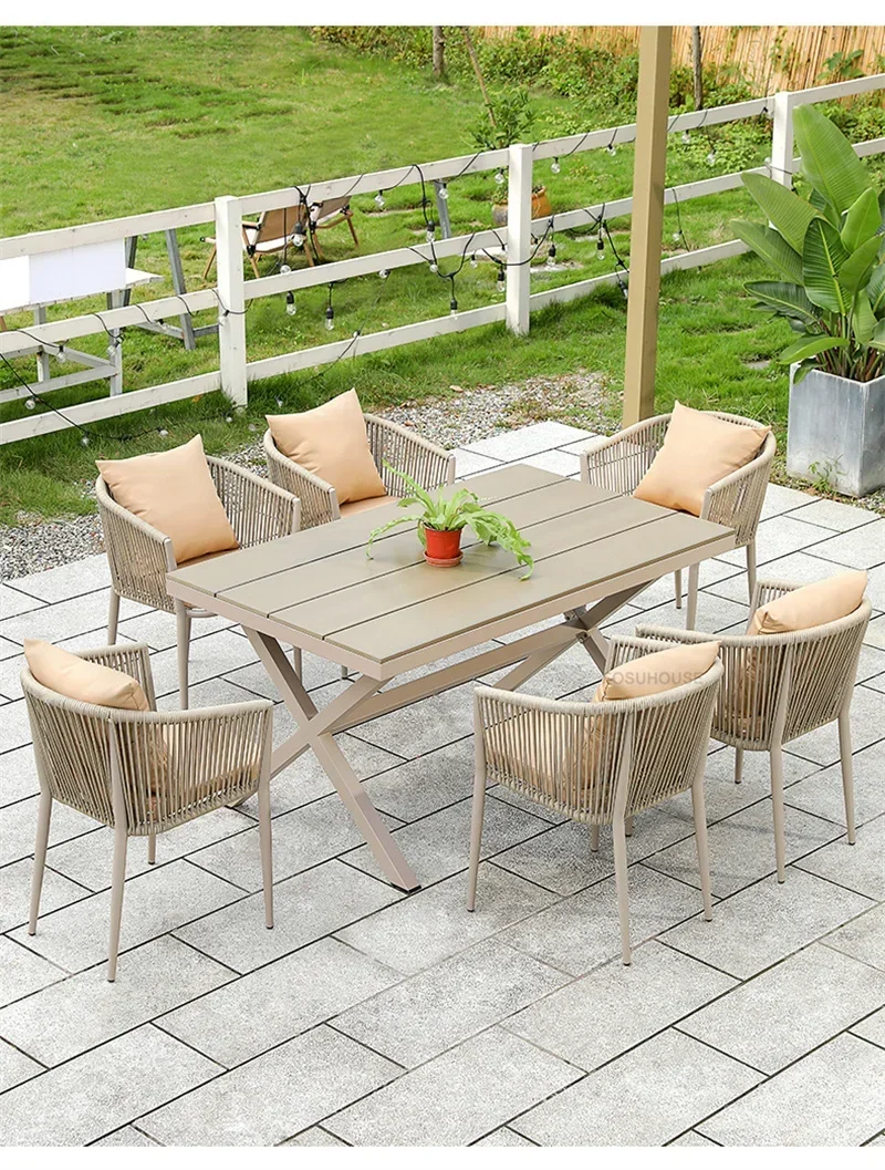 Nordic Outdoor Chairs Tables Hotel Garden Furniture Sets Designer Waterproof Sun Protection Outdoor Patio Furniture Outdoor Set