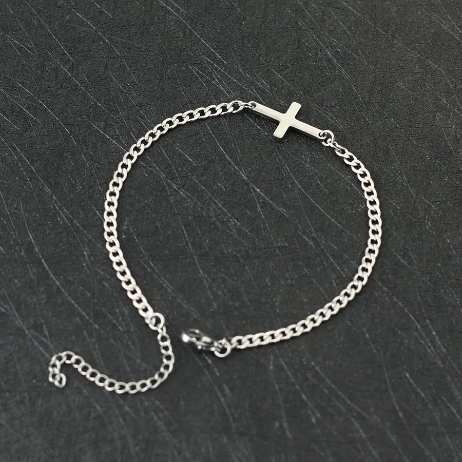 Stainless Steel Mens Chain Link Bracelet Adjustable