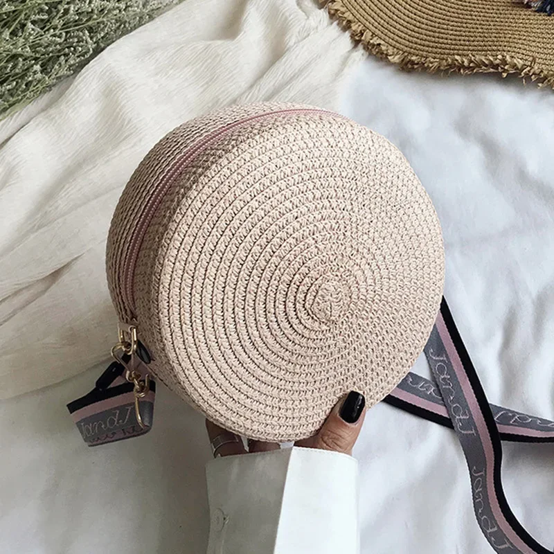 Summer Beach Small Shoulder Bags For Women Handmade Straw Circular - Main Image