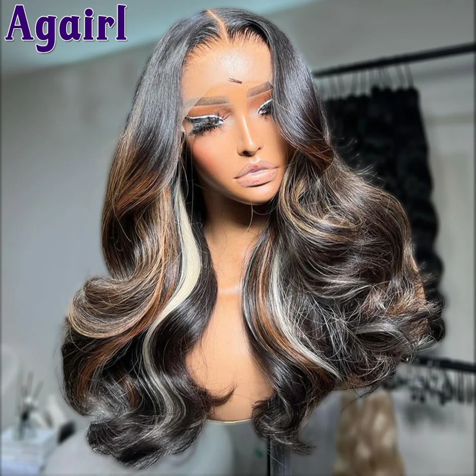 

Blonde Brown Black Highlights 1B/27/30 Body Wave Lace Front Wig 200% Pre Plucked Glueless 13x4 13x6 Lace Frontal Human Hair Wigs