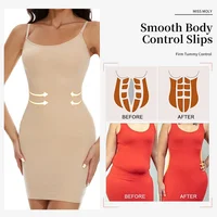 Femmes Shapewear complet Slip ventre contrôle col rond Cami Mini sous robe lisse corps Shaper nouvelles bretelles Spaghetti Lingerie 2