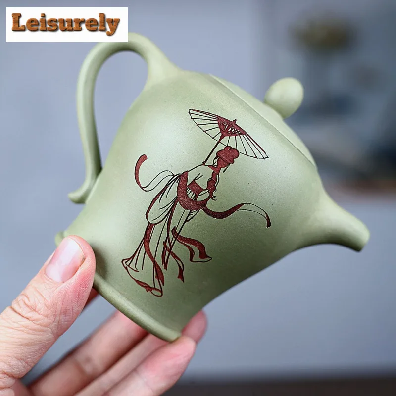 260ml Retro Yixing Purple Clay Teapots Master Handmade Beauty Shoulder Pot Raw Ore Apple Green Mud Kettle Zisha Tea Set Craft