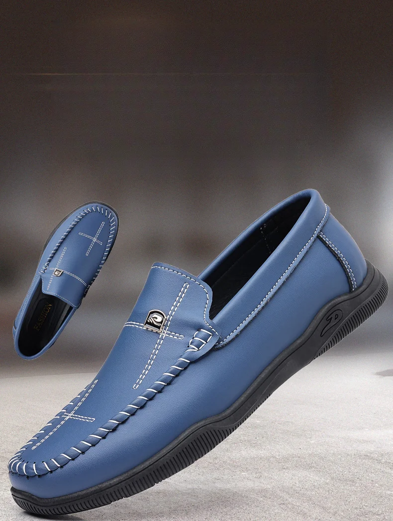 Herresko myk såle rund hode hånd slip-on loafers herre single sko casual lave topp_voghion.com