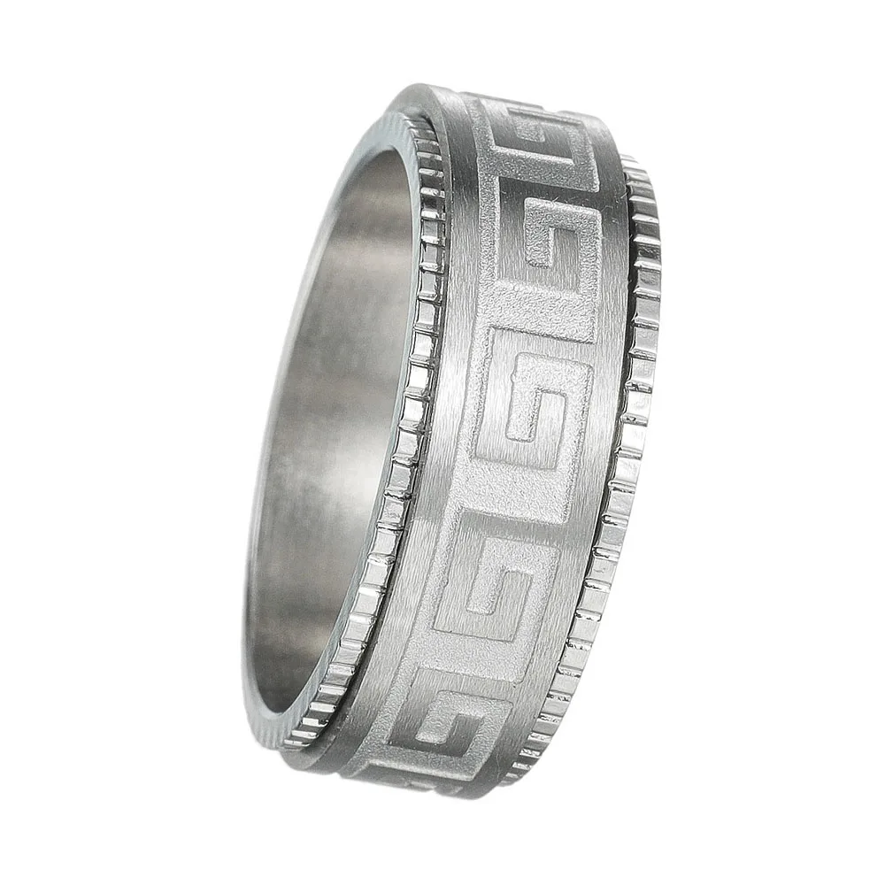 Titanium Steel Ring Decompression Anti-anxiety Rotating Ruyi Great Wall Pattern Fashion Couple Ring Jewelry 6