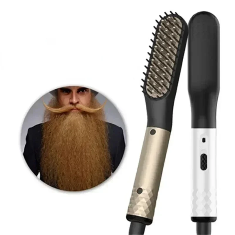 Man Hair Comb Brush Beard Straightener Multifunctional Hair Straightening Comb Curler Fast Heating Styling Tools