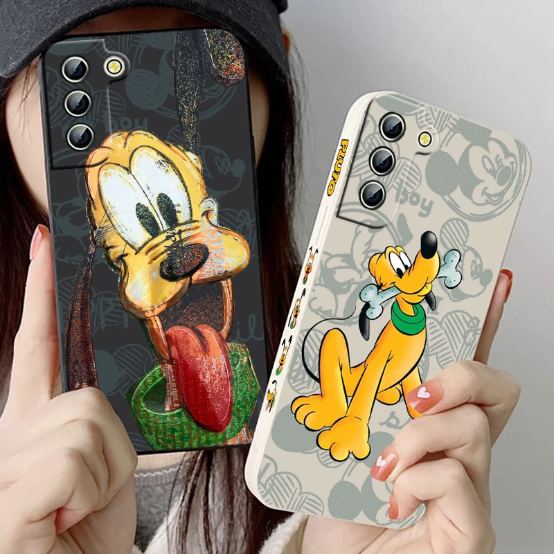 Disney Mickey Friend Pluto Per Samsung Galaxy S23 S22 S21 S20 Pro Fe Note 20 Plus Custodia Per Telefono Con Corda Sinistra Ultra Liquida