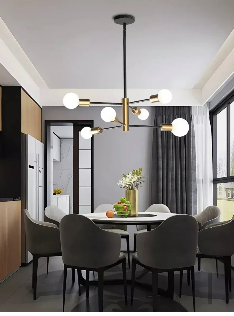 LED Chandelier Ceiling Chandelier Modern Nordic Sputnik Black Gold LED Lamp 4/6/8Light Home Lighting Indoor Fixtures Pendant Ceiling Not Included Bulbs