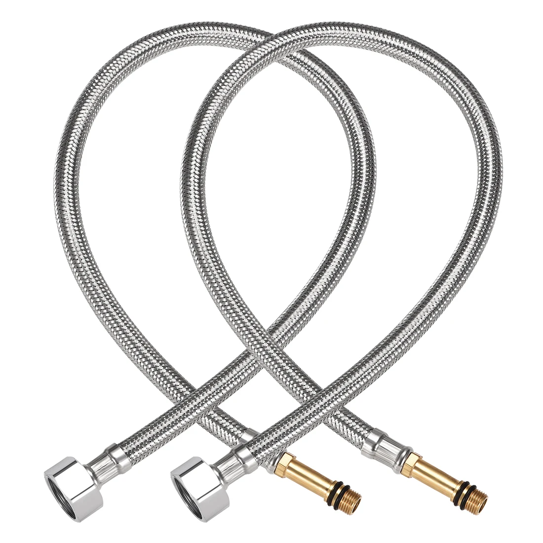 2Pcs 304 Stainless Steel Braided Tube Pipe Hose Kitchen Bathroom Faucet Connection Pipe Hot Cold Water Faucet Inlet Supply Hose 1 1 5m stainless steel copper core shower hose encryption explosion proof hose spring tube pull tube bathroom accessories