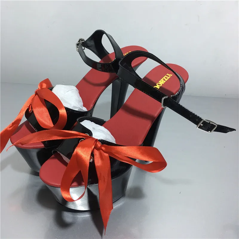 Fashionable sweet strappy 17cm sexy platform heels, pole dancing/star/model stage performance dance shoes