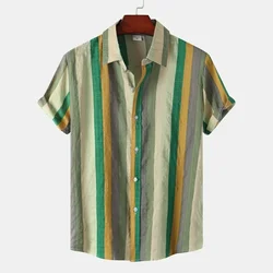 Men Clothing 2022 Summer New Men's Slim Lapel Printed Short-sleeved Shirt Plus Size Camisas Para Hombre