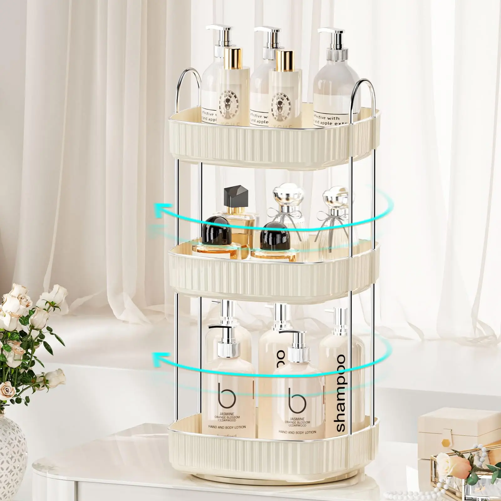 

Bathroom Countertop Organizer Spinning Perfume Organizers, 360 Rotating Makeup Organizer for Vanity, High-Capacity Cosmetic