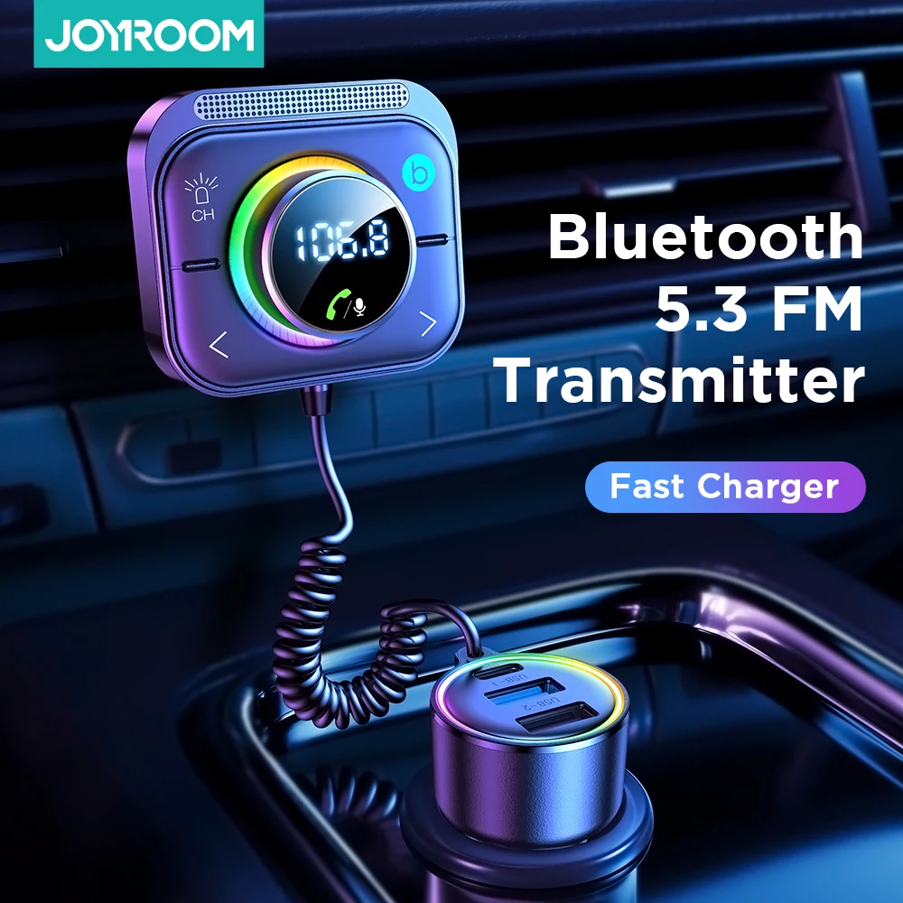 Transmisor FM Bluetooth para automóvil, adaptador de radio inalámbrico  Bluetooth 5.3, kit de coche, 48 W PD/QC3.0 carga USB dual, sonido de  graves