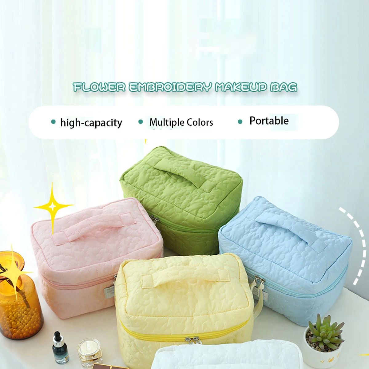 Ins Style Candy Color Makeup Bag New Light Luxury Women's Bag Lipstick Pack Portable Travel Cosmetic Storage Toiletry Bag 2
