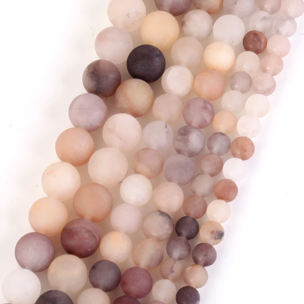thumbnail image 1 of Cuentas espaciadoras de piedra de jaspe de madera pulida y opaca natural para hacer joyas, collares y pulseras, cuentas redondas mate de 4 mm a 12 mm, 15", 1 of 5