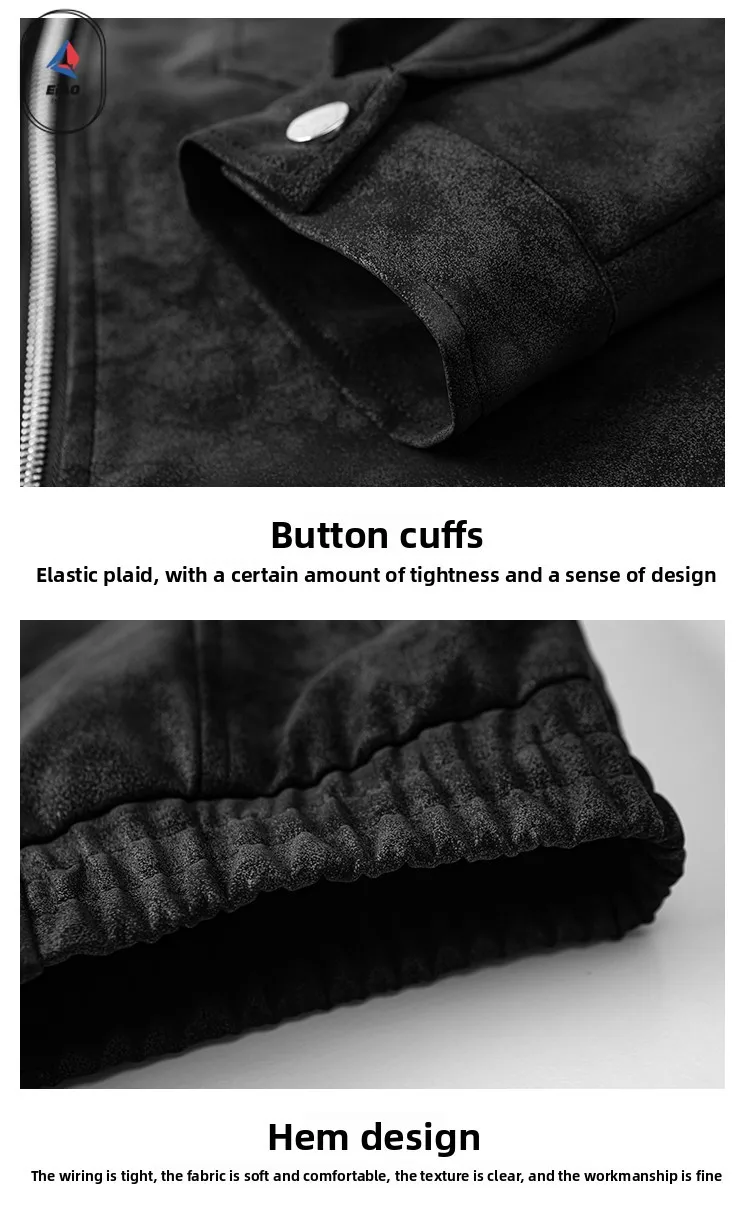 EIAO 2025 New Men Premium Leather Jacket Fashion Casual Versatile Spring Coat High Quality Outerwear Stylish Biker Tech