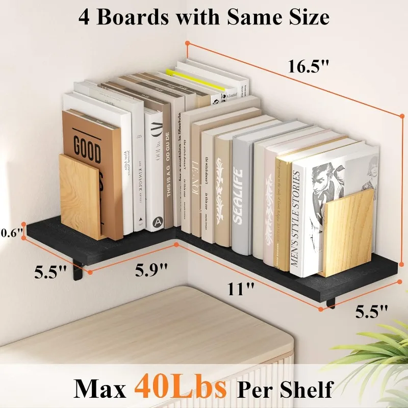 Corner Shelf Wall Mounted,Floating Wall Shelves for Storage,Rustic Wood Hanging Shelves for Display 3