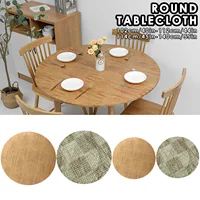 Round Tablecloth Wood Texture Tablecloths Elastic Fitted Home Round Table Cover Waterproof Oil-Proof Reusable Tablecloths 1