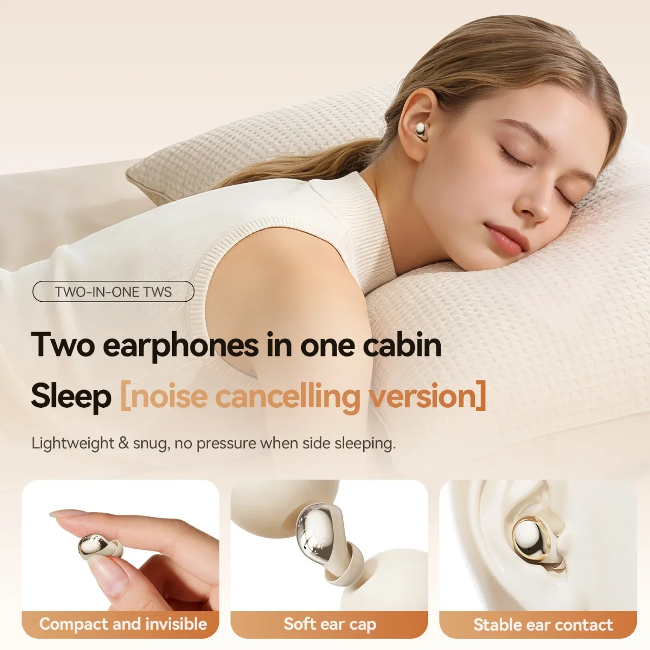 Noise Cancelling Wireless Bluetooth Ear Clip Earbuds with Makeup Mirror Charging Case - Sport Edition