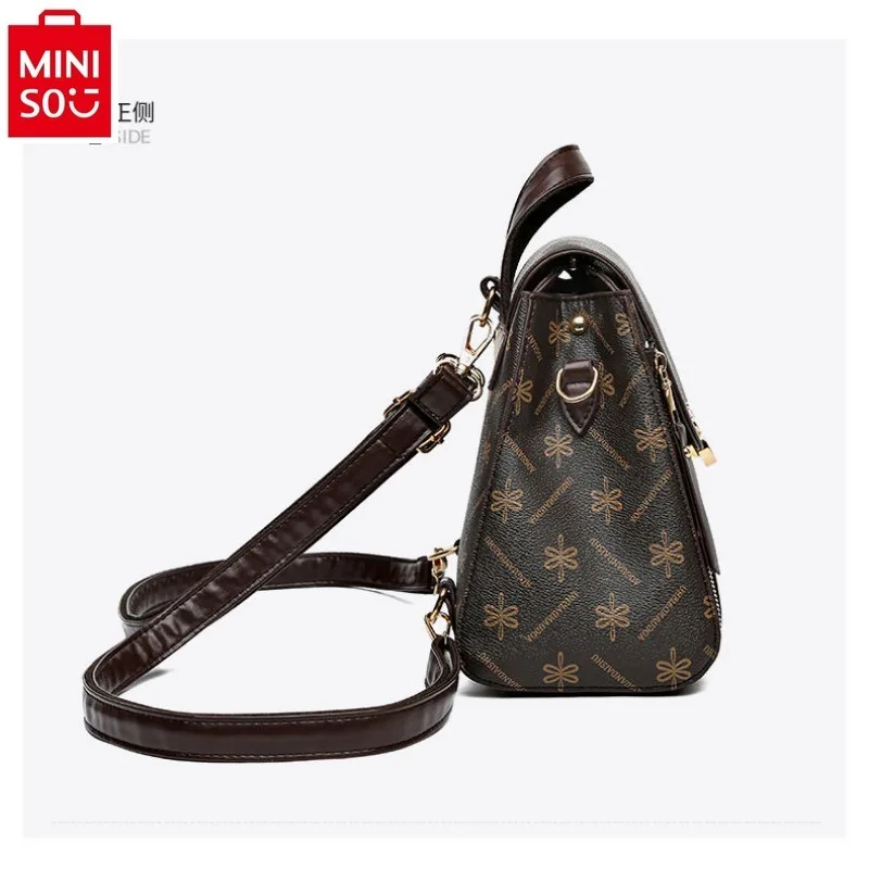 MINISO Disney Retro Classic Mickey Lock Travel Backpack Women's High Quality Large Capacity Casual Multi functional Storage Bag