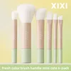 6Pcs Portable Face Makeup Brush Set for Loose Powder Foundation Blush Contour Highlight Nose, Mini Beginner Travel Kit