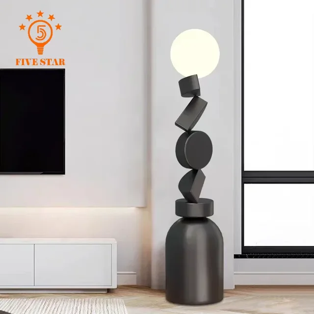Modern Designer Floor Lamp Creative Personality Round Unique Glass Standing Light Parlor Sofa Side Lounge Bedroom Study Fixtures