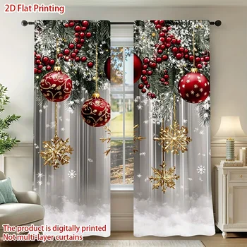 Christmas Ornament Garland Curtain Set 1