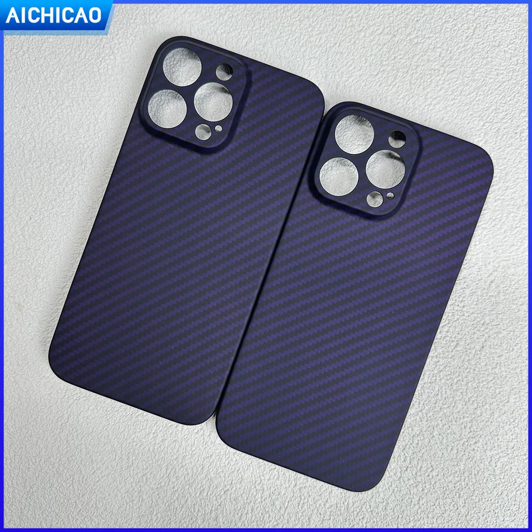 

Official Purple Carbon Fiber Phone Case For Iphone 14Pro Case Camera Aramid Fiber Anti-Fall Cover Iphone 14 Pro Max Shell