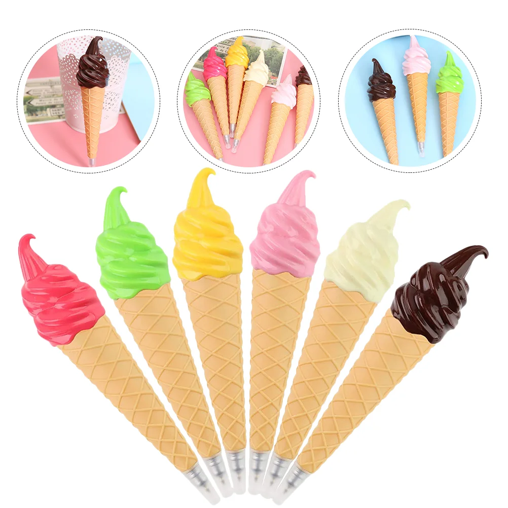 

6pcs Creative Ice Cream Ballpoint Pens Adorable Ball Pens Students Stationery