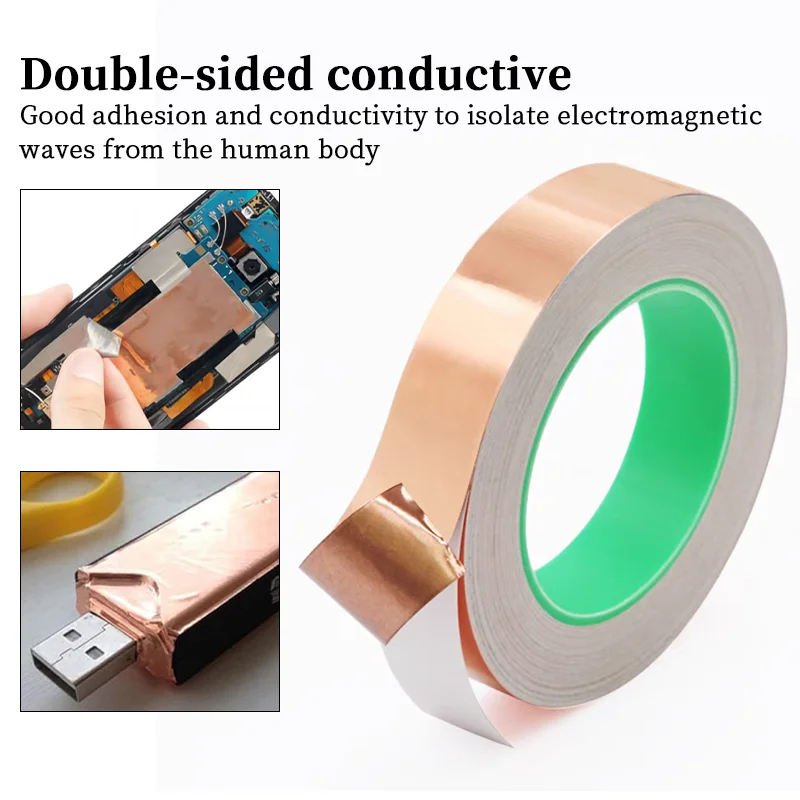 DIY Copper Foil Tape Double-Sided Conductive Adhesive EMIAnti-static Repair Adhesive Tape Circuit Electrical Repair Tapes