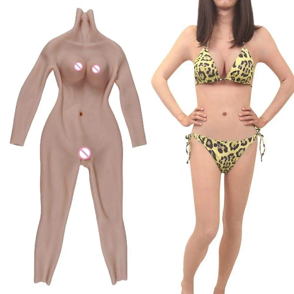 Cross-dressing Silicone C Cup Bodysuit With Arm Male To Female Fake Breast  Form Vagina For Crossdresser Transgender Drag Queen