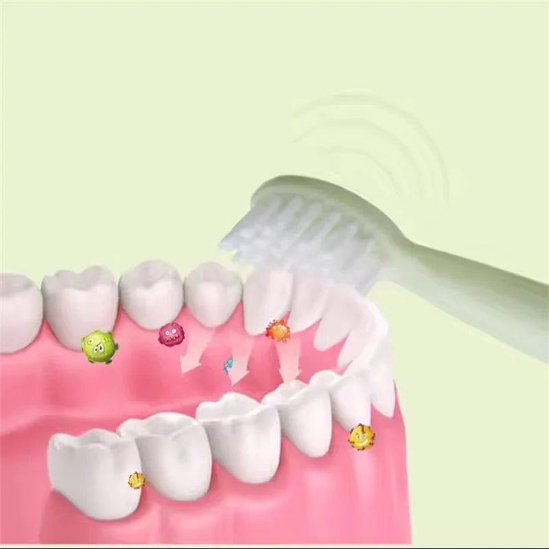 어린이용 음파 전동 칫솔 20000 VPM 부드러운 세척, IPX7 방수 어린이용 전동 칫솔(듀폰 항균 기능 포함)