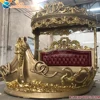 Royal Baroque style hand-carved round king bed luxury heavy-duty carved round bed designer teak round maharaja bed 5