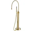 Bathtub Faucet Set Floor Decked Brass Rotate Spout Brush Gold  Bathtub Mixer Morden Style Bathroom Taps 1