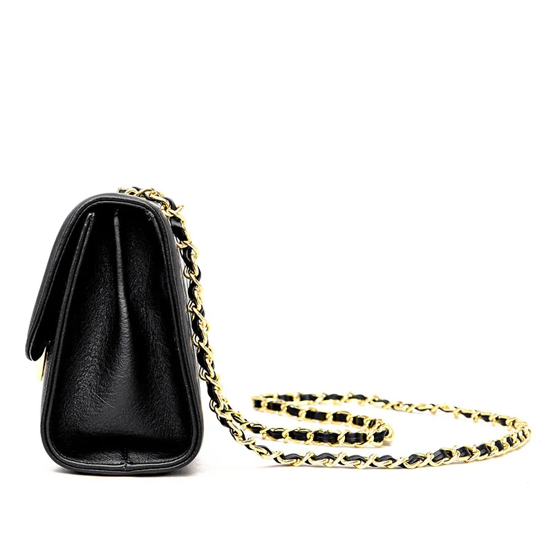 One Bag Crossbody Women's Shoulder Handbag New Fashionable Y2k Fresh Leather Straddle Head Layer Cowhide Chain Small Square Hand