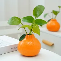 Orange Vase Ceramic Hydroponic Plant Utensils Living Room Office Ornaments Creative Flower Arrangement Small Vase 1