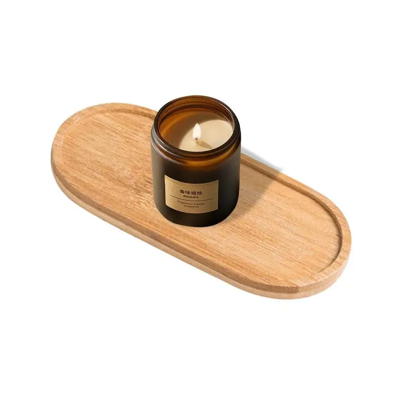 Wooden Soap Dispenser Tray Vanity Countertop Bottles Organizer Holder Round Square Candles Jewelry Storage Tray for Bathroom