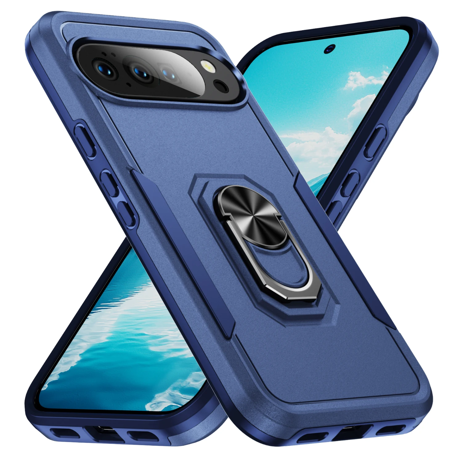 Ultimate Military-Grade Magnetic Ring Stand Case - Heavy-Duty Rugged Shockproof Matte Hybrid Defender Cover