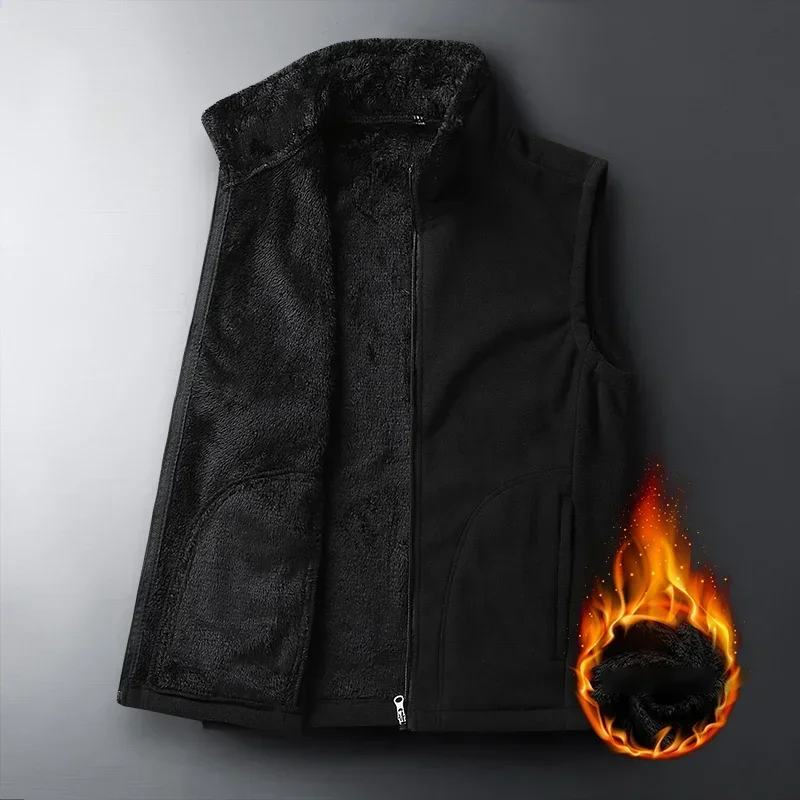 Men's Winter Stand-up Collar Velvet Vest Versatile Outdoor Sports Windproof Vest Men's Winter Casual Thick Thermal Vest