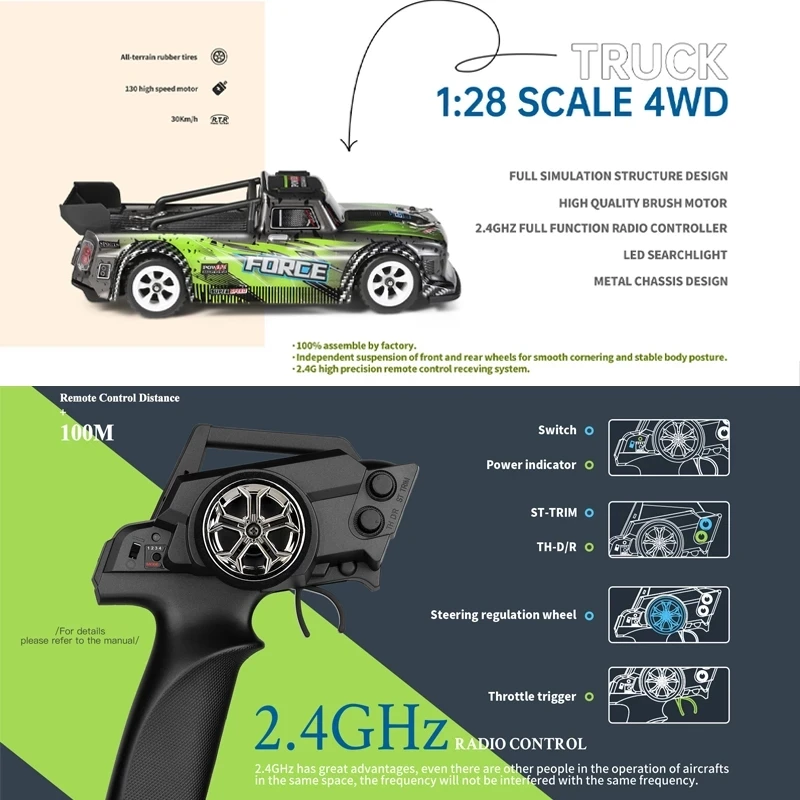 WLtoys 1:28 284131 284161 2.4G 레이싱 미니 RC카, 30 km/h 4WD 전기 고속 원격 제어 드리프트 장난감, 어린이 선물