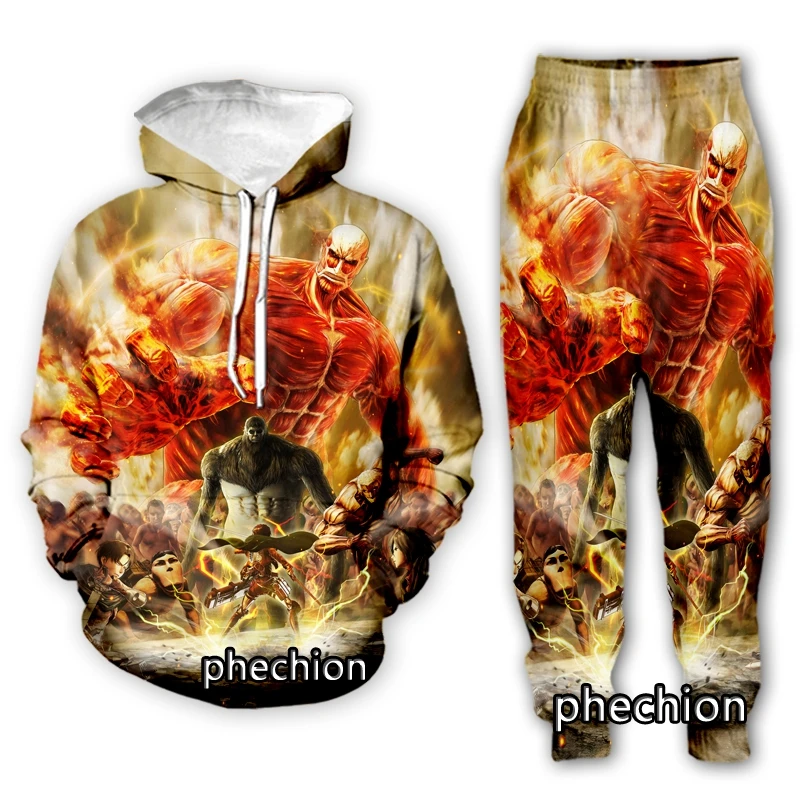 

phechion New Men/Women Attack On Titan 3D Print Clothing Long Sleeve Fashion Sweatshirt Hoodies Sport Casual Pants Z166