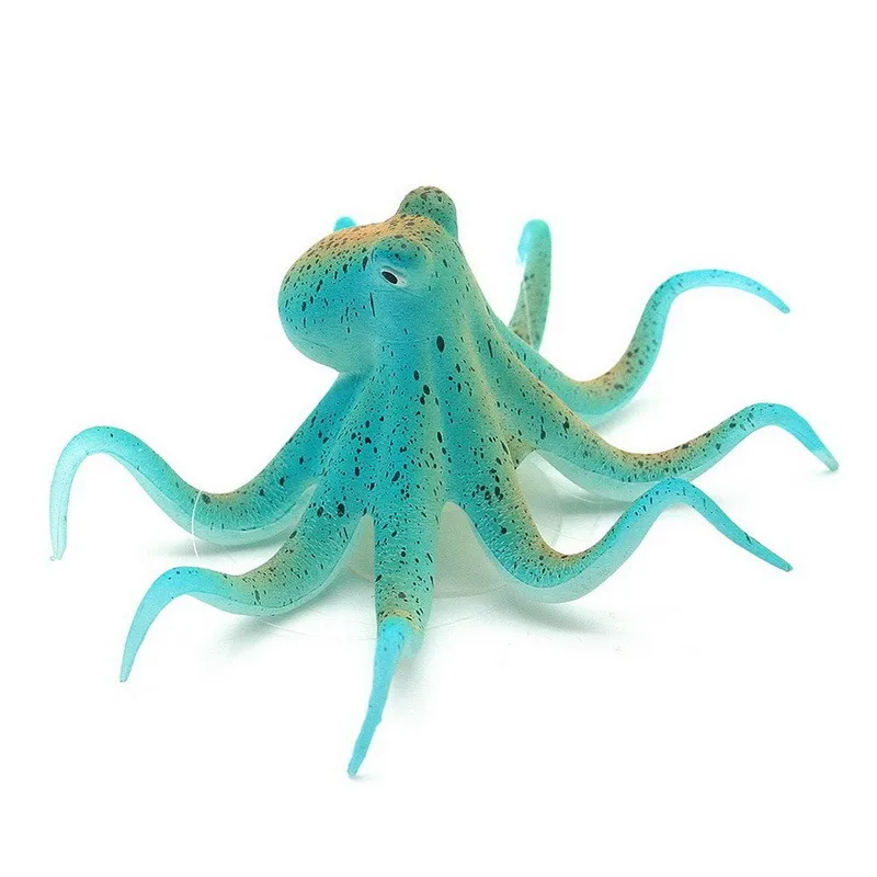 1Pcs Fun Fish Tank Undersea Animal Landscaping Decorations Fluorescent Artificial Octopus Aquarium Ornament With Suction Cup