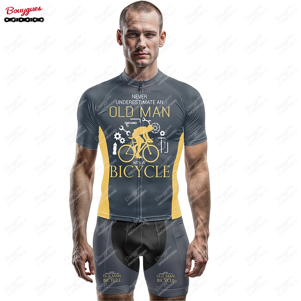 OLD MAN Cycling Jersey Set Mountain Bike Uniforms Summer Cycling Wear Bicycle Clothing Men Clothing MTB Bike Shirts