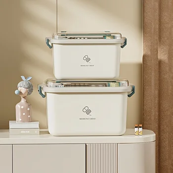 Scatola per medicinali per la cura della casa da 1 pezzo, scatola per medicinali portatile di pronto soccorso, scatola per medicinali in plastica per la casa, scatola per medicinali multistrato.