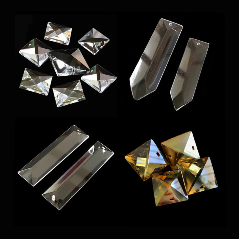 Crystal Square Beads Crystal Lamp Accessories Triangular Strip Rectangular Blade Pointed Curtain Loose Bead Wedding Diy
